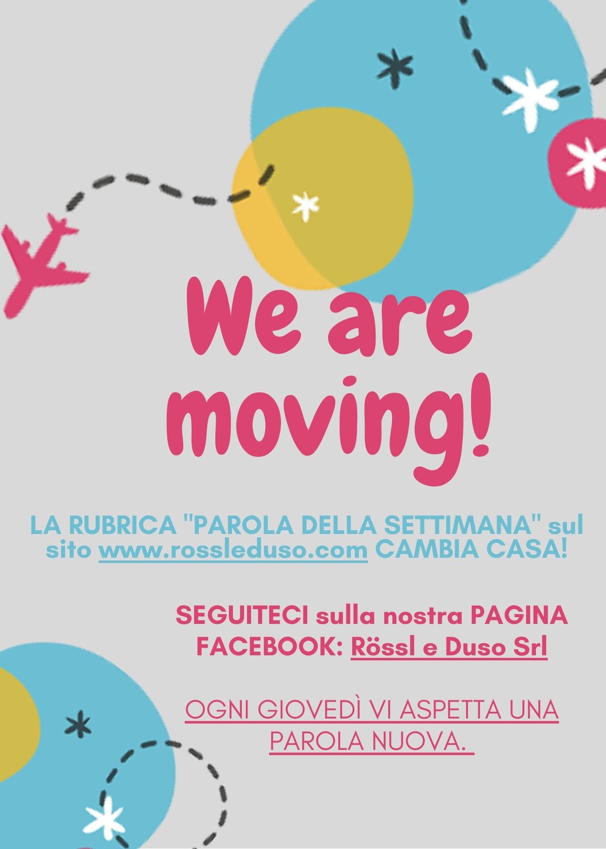 La rubrica "Parola della settimana" cambia casa! Seguici sulla nostra pagina Facebook Rossl e Duso Srl.